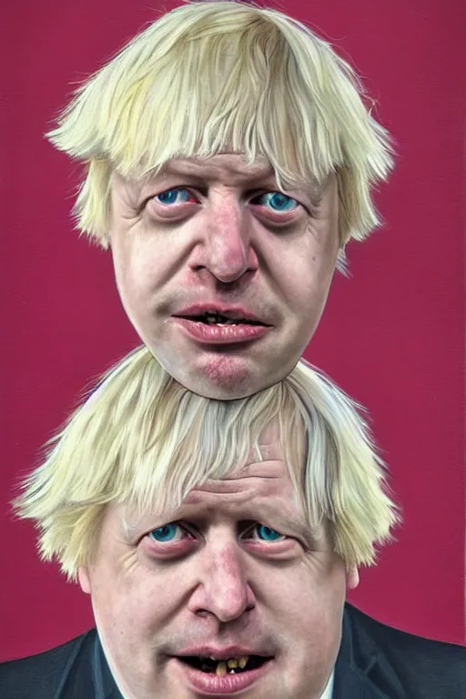 Image similar to extremely derpy looking boris johnson portrait, created by Martine Johanna