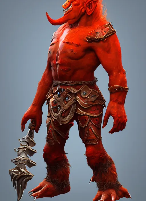 Image similar to а fantasy Proto-Slavic skinny red troll creature in armor inspired blizzard games, full body, detailed and realistic, 4k, trending on artstation, octane render