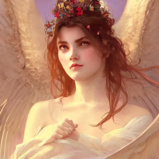 Prompt: Portrait of a beautiful young graceful female holy angel， full of details, matte painting, concept art, smooth, by Jordan Grimmer and alphonse mucha and WLOP，Soft light atmosphere，trending on cgsociety and artstation，8kHDR，light effect，rtx on，-H 768