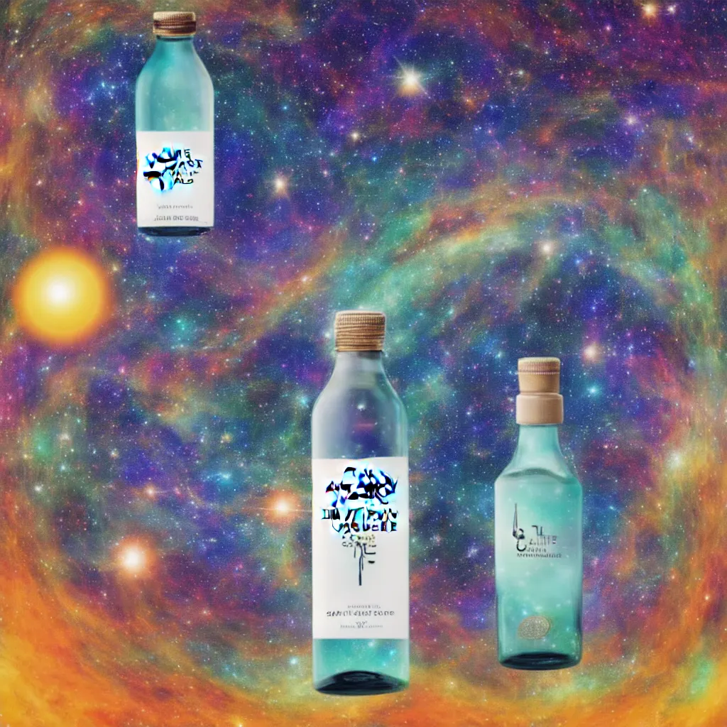 Image similar to the universe contained within a bottle, in a style of midjourney