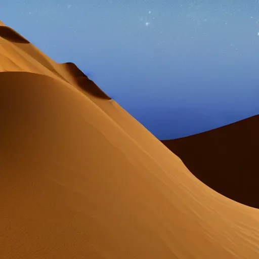 Image similar to a matte painting of desert dunes with blue light falling on them, trending on artstation