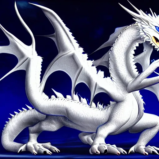 Prompt: blue eyes white dragon Hyper-Realistic