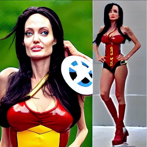 Image similar to angelina jolie as Nico Robin from One Piece, cosplay