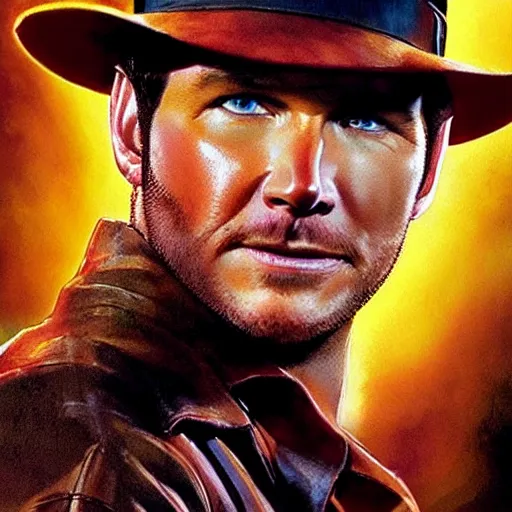 Prompt: movie poster Chris Pratt as Indiana Jones in Indiana Jones and the City of R’yleh