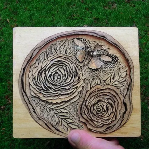 Prompt: garden , very beautiful! :: pyrography