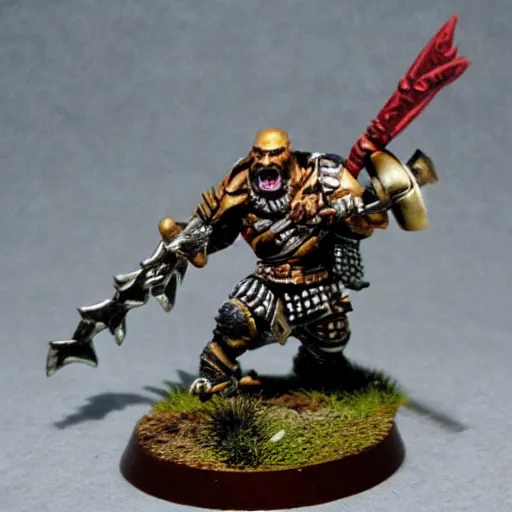 Image similar to warhammer fantasy battle, orc warrior with spear and shield