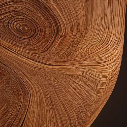 Image similar to a wood sculpture in the shape and texture of waves, deep and expressive grain patterns, volumetric lighting, light rays, photorealistic, ultrarealistic, coronarender, 8k