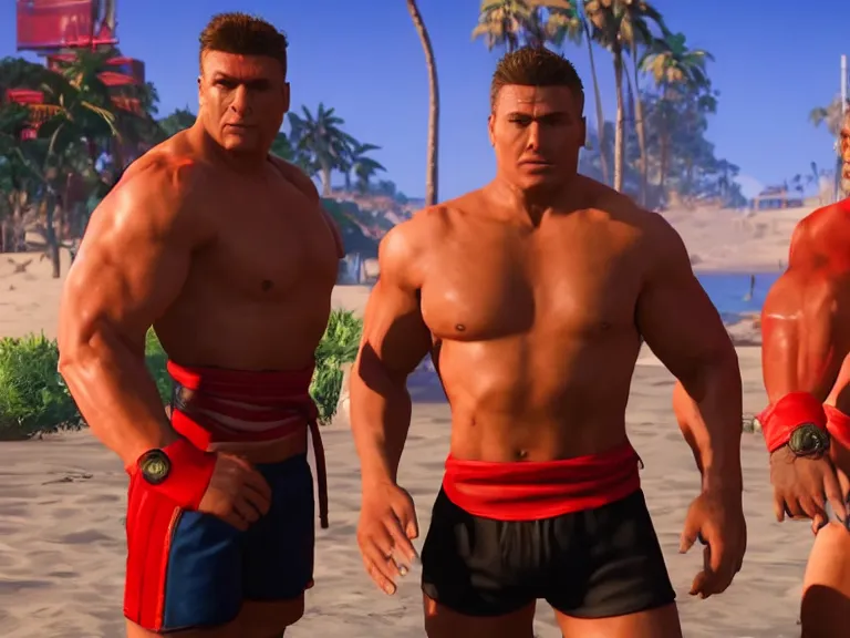 Prompt: Baywatch\'s mitch buchannon in Mortal Kombat 11, PS5, 5k, in-game cinematic, official media