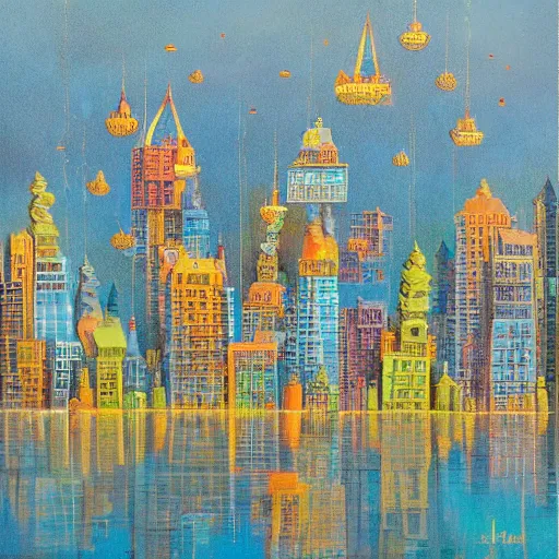 Prompt: floating city, mai anh tran,