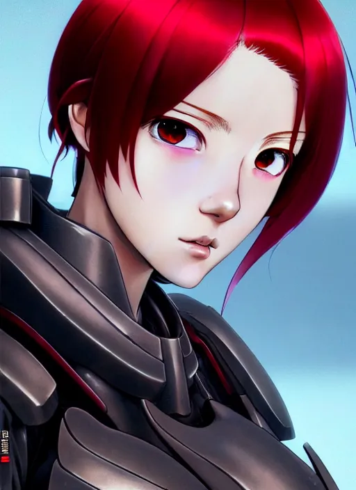 Image similar to portrait of Anime sister of battle, Warhammer 40000, cute-fine-face, red-short-hair pretty face, realistic shaded Perfect face, fine details. Anime. realistic shaded lighting by Ilya Kuvshinov katsuhiro otomo ghost-in-the-shell, magali villeneuve, artgerm, rutkowski, WLOP Jeremy Lipkin and Giuseppe Dangelico Pino and Michael Garmash and Rob Rey and Gustav Klimt