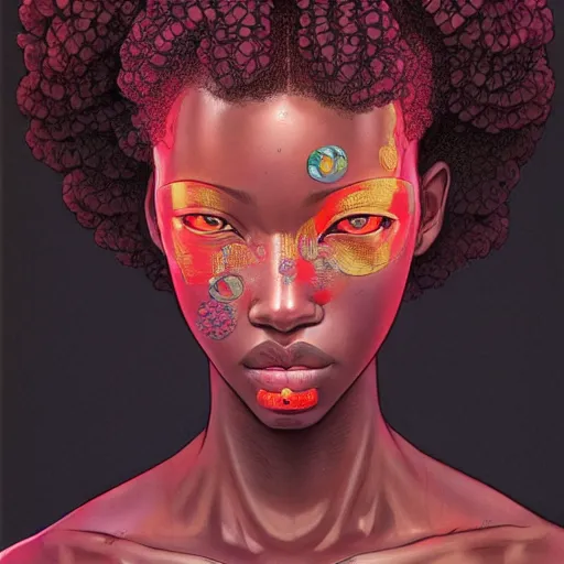 Prompt: teenage girl citizen portrait soft light painted by james jean and katsuhiro otomo and erik jones, inspired by zimbabwean afropunk anime, smooth face feature, intricate oil painting, high detail illustration, sharp high detail, manga and anime 1 9 9 9