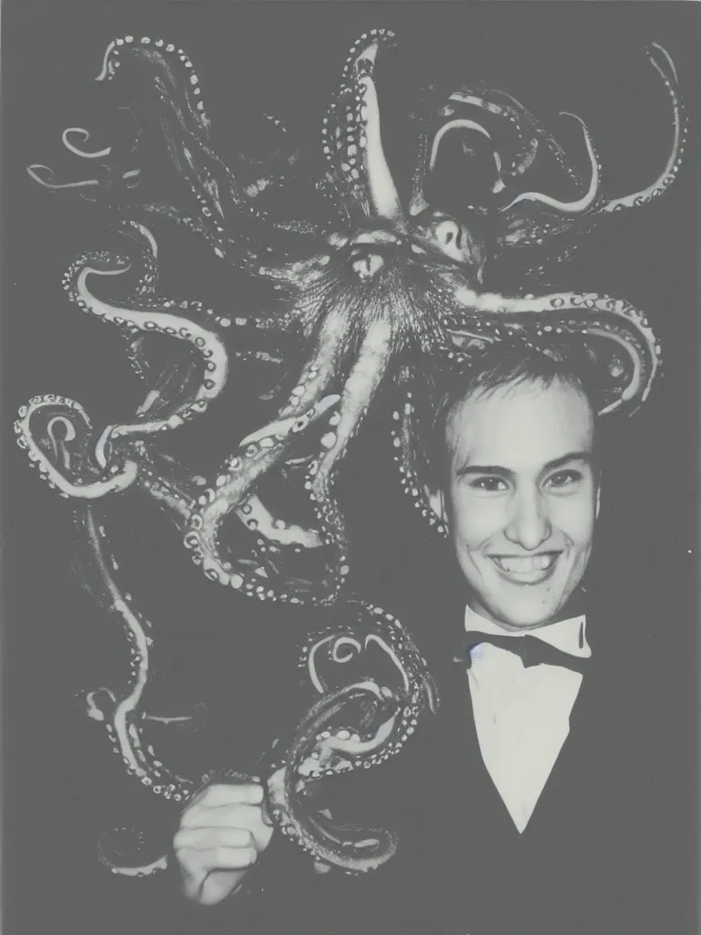 Image similar to Polaroid of an octopus at his high school prom, portrait by David friedric