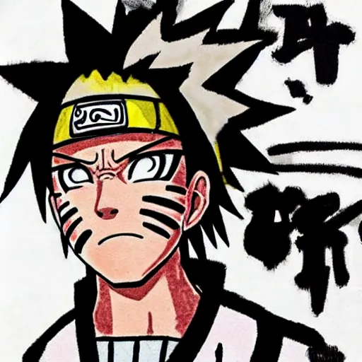 Image similar to Naruto in the style of Basquiat