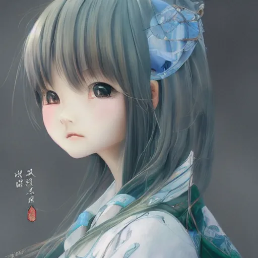 Image similar to dynamic composition, motion, ultra-detailed, incredibly detailed, a lot of details, amazing fine details and brush strokes, colorful and grayish palette, smooth, HD semirealistic anime CG concept art digital painting, watercolor oil painting of a Japanese schoolgirl, by a Chinese artist at ArtStation, by Huang Guangjian, Fenghua Zhong, Ruan Jia, Xin Jin and Wei Chang. Realistic artwork of a Chinese videogame, gradients, gentle an harmonic grayish colors.