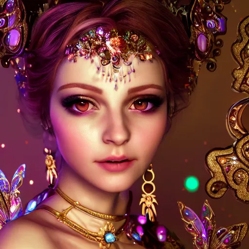 Image similar to portrait of fairy princess, glowing, ornate and intricate jewelry, jaw dropping beauty, glowing background lighting, white accent lighting, hyper detailed, fairy tale, 4 k octane render