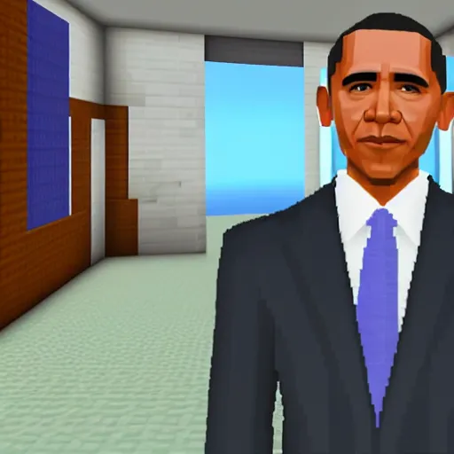 Prompt: in game screenshot of the hyperrealistic barack obama mod for minecraft