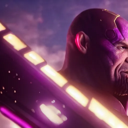 Image similar to drake as thanos, movie still, cinematic lighting