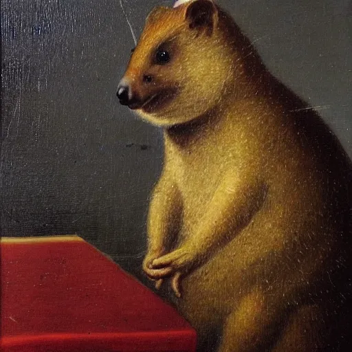 Image similar to a quokka as a 1 7 th century composer, portrait, oil painting