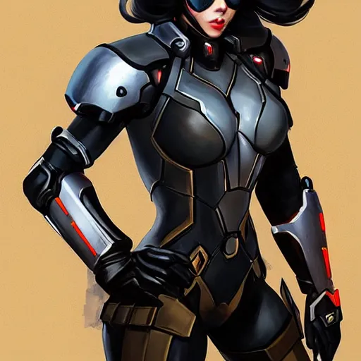 Image similar to greg manchess portrait painting of light armored black widow as overwatch character, medium shot, asymmetrical, profile picture, organic painting, sunny day, matte painting, bold shapes, hard edges, street art, trending on artstation, by huang guangjian and gil elvgren and sachin teng