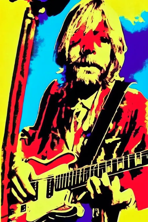 Image similar to duane allman in the style of andy warhol