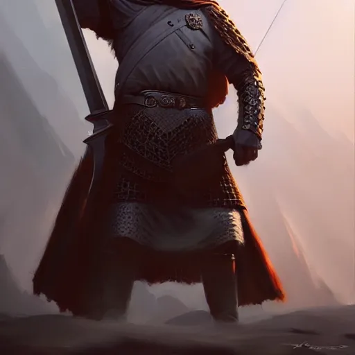 Image similar to portrait of robert the bruce, king of scotland standing with his sword 4 k, concept art, by wlop, ilya kuvshinov, artgerm, krenz cushart, greg rutkowski, pixiv. cinematic dramatic atmosphere, sharp focus, volumetric lighting, cinematic lighting, studio quality