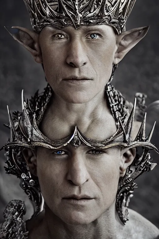 Image similar to 8K Photography from a Male muscled short haired Elven King by Jimmy Nelson