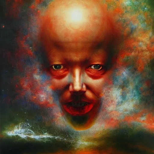 Prompt: UHD hyperrealistic photorealisitc, detailed cosmic hamburger, by Mark Brooks, tonalism, rich deep colors. Beksinski painting, art by Adrian Ghenie and Gerhard Richter. art by Takato Yamamoto. masterpiece