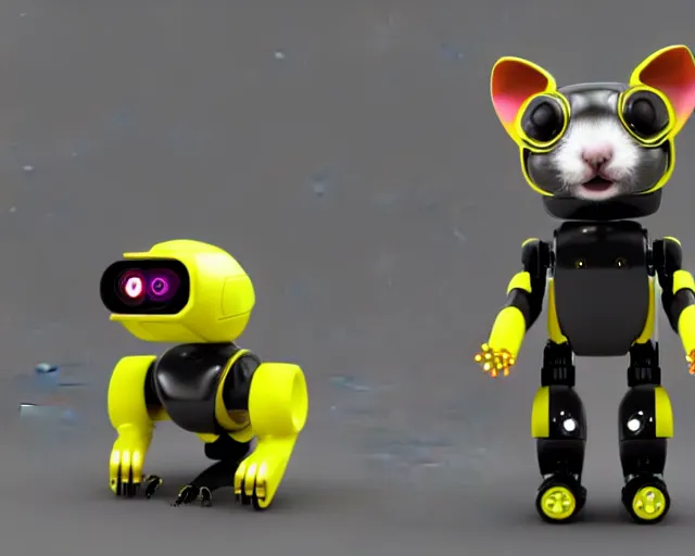 Prompt: futuristic ferret - shaped robot, 3 d octane render, cyberpunk ferret - shaped mechanical robot