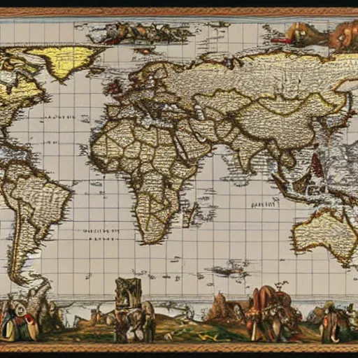 Prompt: a world map showing where the most treasure is located