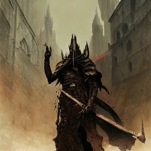 Prompt: folk horror illustration of the ashen one from dark souls 3, art by greg rutkowski, art by craig mullins, art by wayne barlowe, art by Yoshitaka Amano -H 904 -W 700 -C 12 -n 7 -i --steps 45