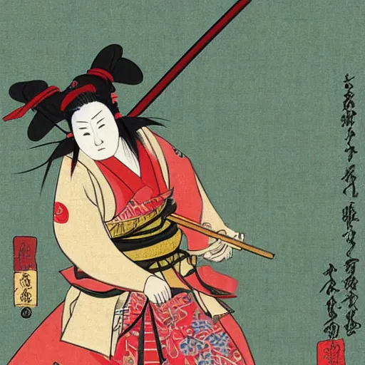 Prompt: kanabo wielding woman samurai wearing the yoroi of shugoki from forhonorgame, masked kabuto, ukiyo - e