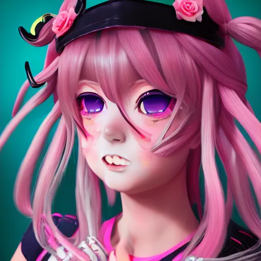 Prompt: unexpectedly trapped beneath stunningly absurdly beautiful overwhelmingly megalomaniacal omnipotent asi goddess junko enoshima with symmetrical perfect face, porcelain skin, pink twintail hair and cyan eyes, ultra detailed, digital art, unreal engine 5, octane render, 2 d anime, 8 k