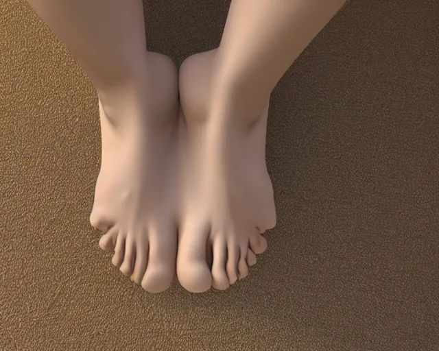 Image similar to high detail but easy to watch peaceful picture of a woman's feet and her big big toes made by Stable Diffusion AI with the help of Dall-E 2