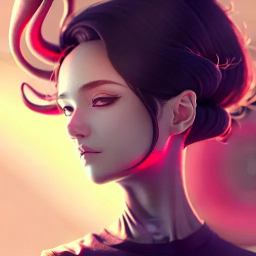 Prompt: classy elegant sophisticated very up close portrait of a girl in tshirt, enveloped by an evil psychic squid, fantasy art by saruei and guweiz and ilya kuvshinov, sleek curves, intricate sharp focus, trending on artstation hq, deviantart, pinterest, unreal engine 5, 4 k uhd image