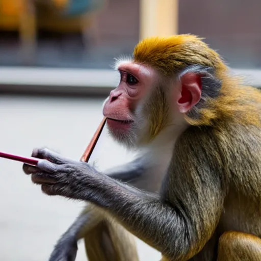 Image similar to Monkey using chopsticks to eat