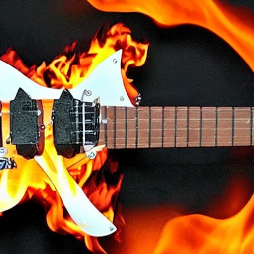 Image similar to an electric guitar made entirely out of fire