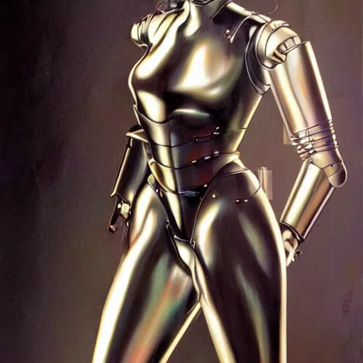 Prompt: cate blanchett as an android by hajime sorayama