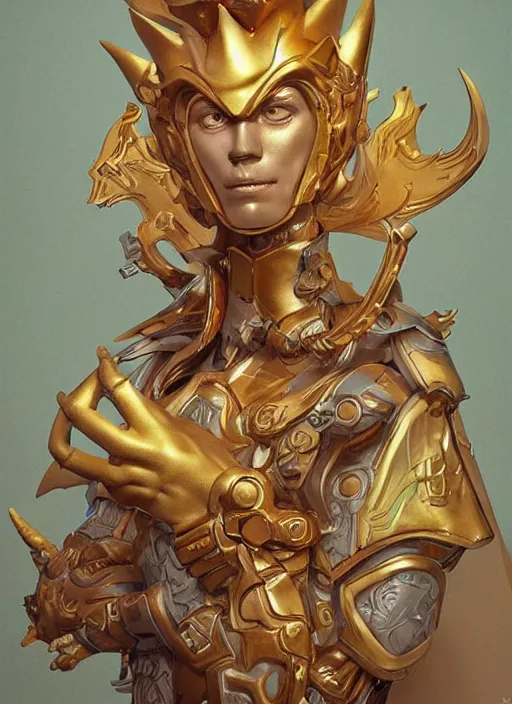 Prompt: gold paladin, james jean style, claymation style, perfect face, fantasy protrait