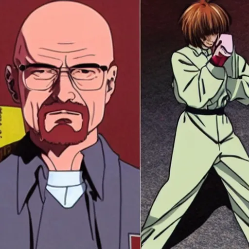 Prompt: Walter white is asuka from evangelion