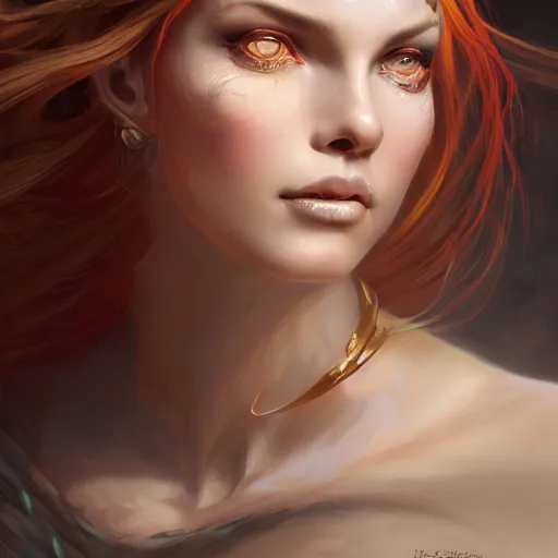 Prompt: portrait of fire goddess, hair of fire, iridescent eyes, fantasy, intricate, elegant, highly detailed, digital painting, artstation, concept art, matte, sharp focus, illustration, art by aenaluck and roberto ferri and greg rutkowski, epic fantasy, digital painting