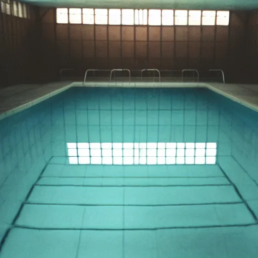 Image similar to Beautiful 2000s phone-camera , soft liminal Photograph inside an infinite infinite foggy empty pool