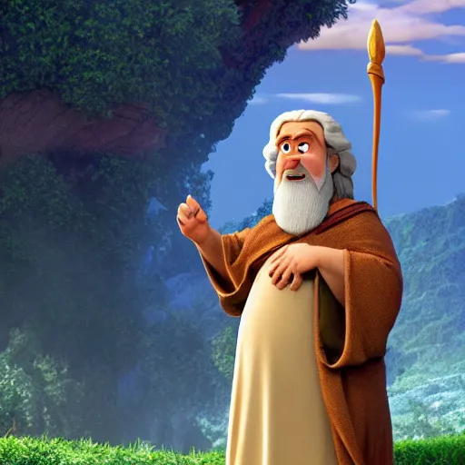 Image similar to Moses from the Bible as seen in Disney Pixar's Up (2009)