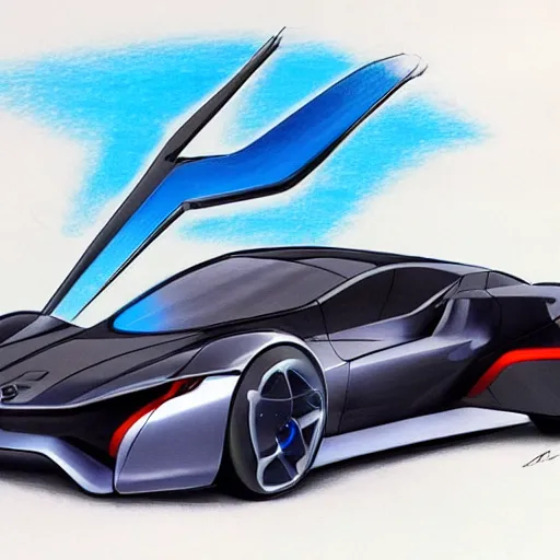 Prompt: electric hyper car with a 0.1 drag Coefficient, concept drawing :3