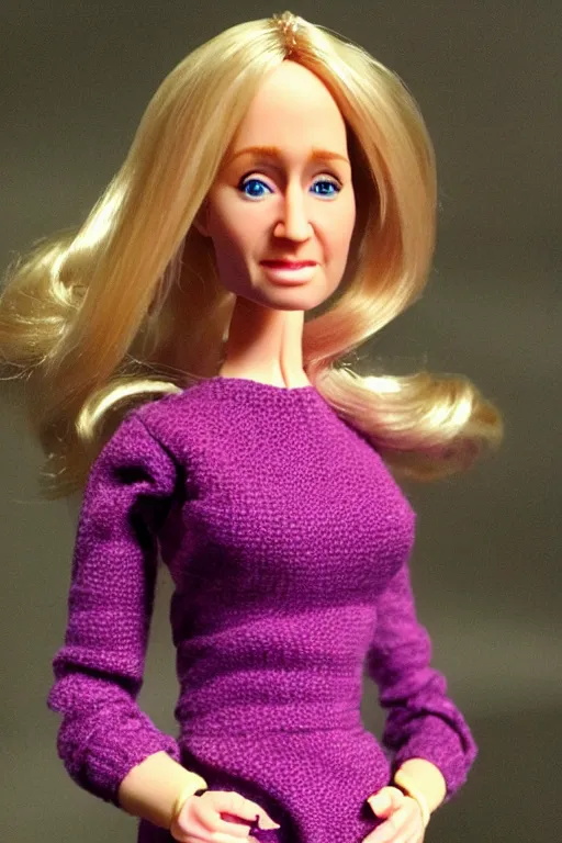 Image similar to mutated jk rowling barbie doll, photorealistic, highly detailed,