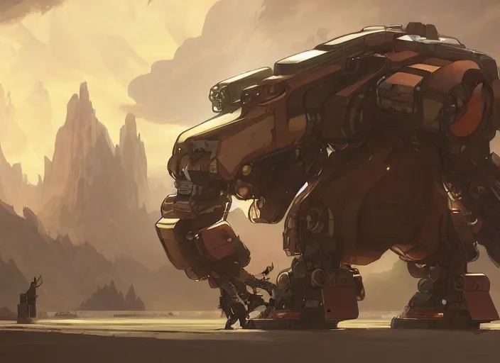 Image similar to a giant bear with a giant proton cannon in the back, a fusion between a bear and a mecha, elegant, technology, highly detailed, digital painting, artstation, concept art, smooth, sharp focus, illustration, art by krenz cushart and artem demura and alphonse mucha