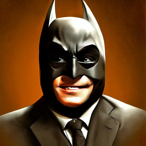 Image similar to concept art of danny devito as batman, digital art