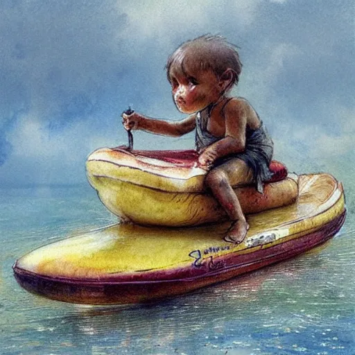 Image similar to ( ( ( ( ( banana boat. muted colors. ) ) ) ) ) by jean - baptiste monge!!!!!!!!!!!!!!!!!!!!!!!!!!!