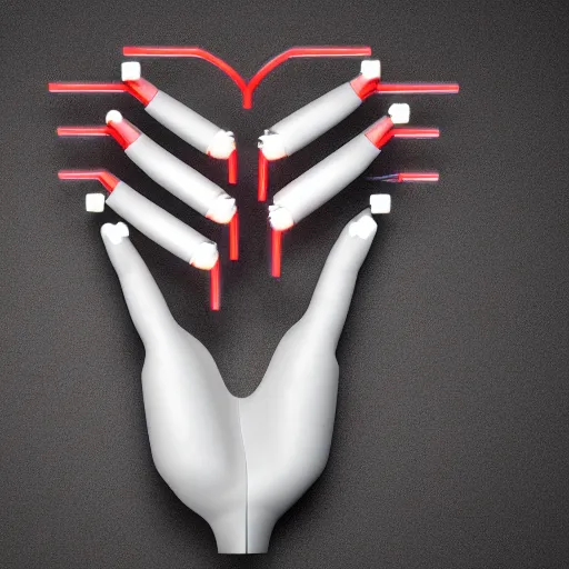 Prompt: a close up shot humanmecha Heart-shaped fingers, two hang, ikea manual, white steel, extreme details, matte, noise, smoke, vertical symmetry, colourful lighting, steel joint, Wires, Mechanisms, unreal engine 5,