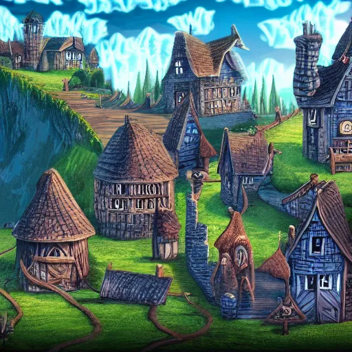 Prompt: wizard village 4k