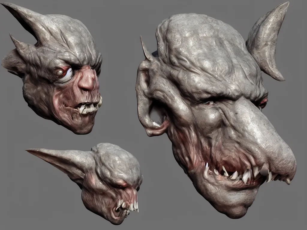 Image similar to barnacle, muscular, chiroptera head, chiroptera ears, artstation, cgsociety, zbrush, no background